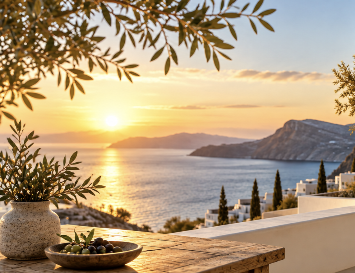 Mediterrane Terrasse mit Blick aufs Meer — EICHENAUER CAPITAL HOLDING GmbH